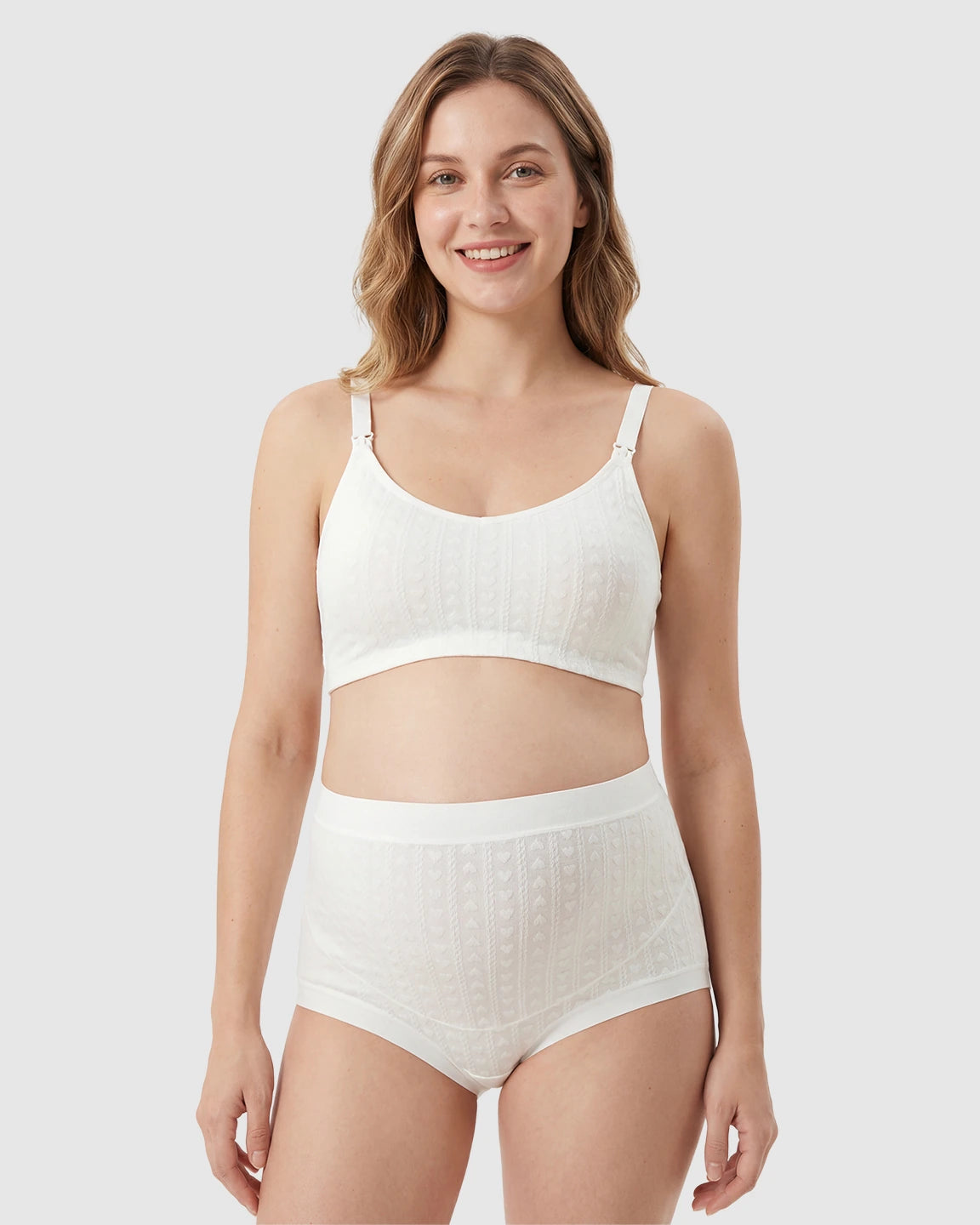 Embossed Heart Mid-Waist Maternity Underwear