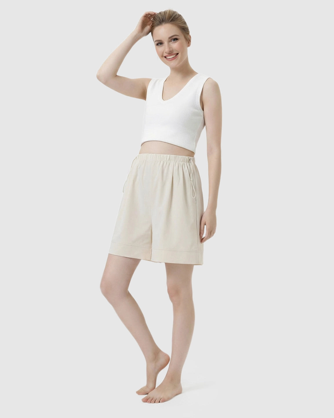 Pocketed Side Drawstring Maternity Shorts