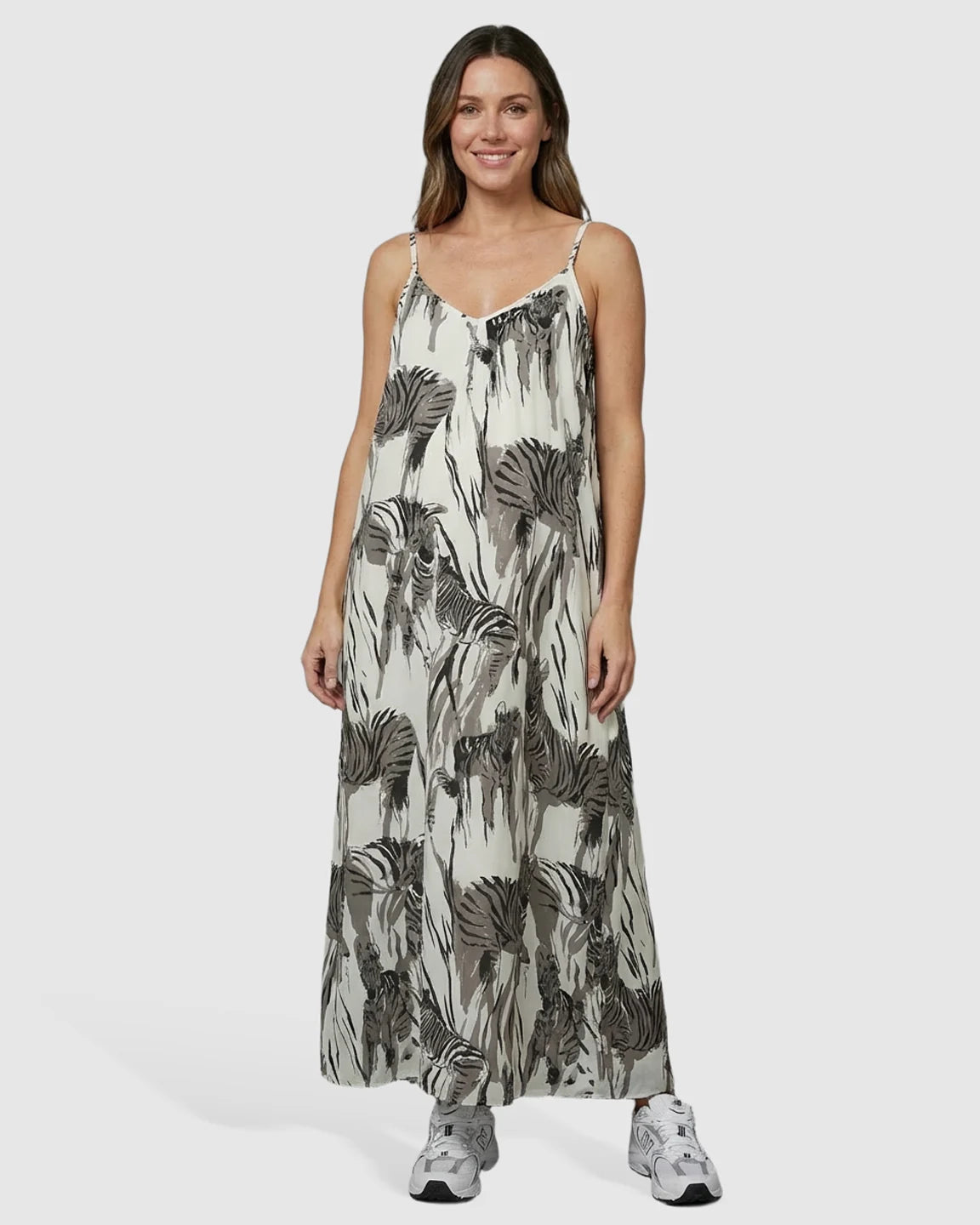 Open-Back Pocketed Babydoll Maternity Maxi Dress