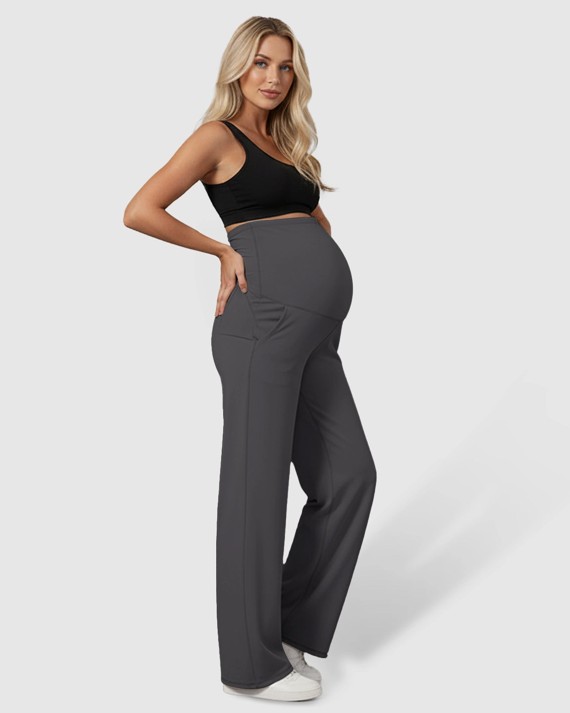 High-Waist Straight-Leg Maternity Pants