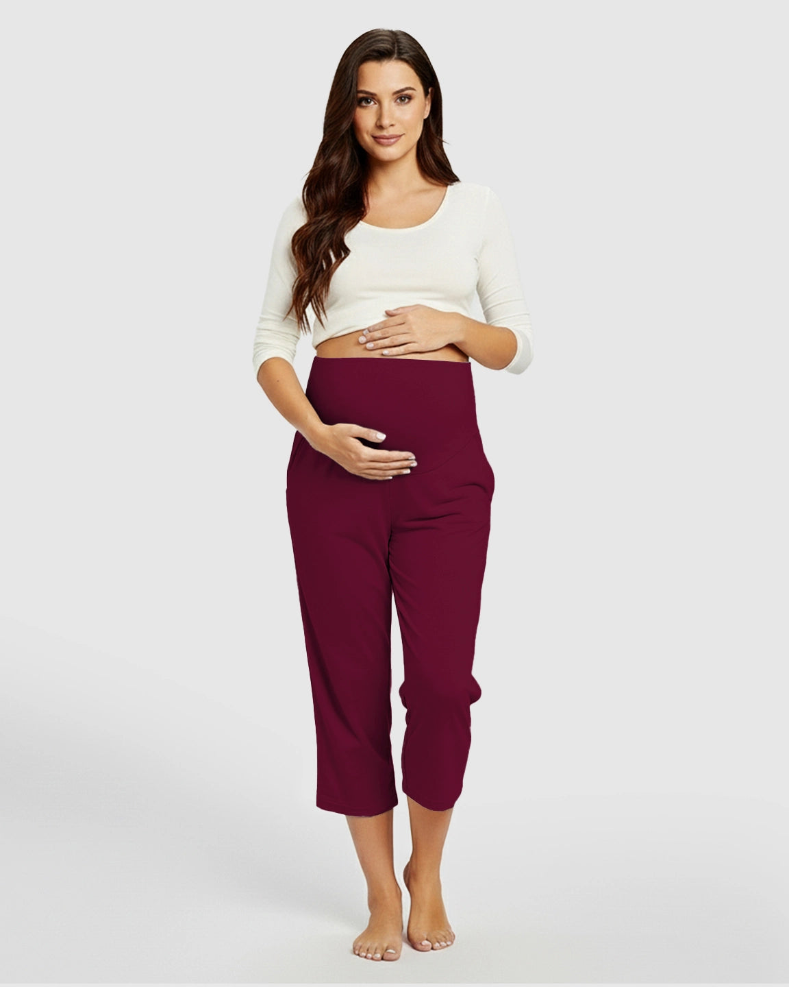 High-Waisted Maternity Capri Pants