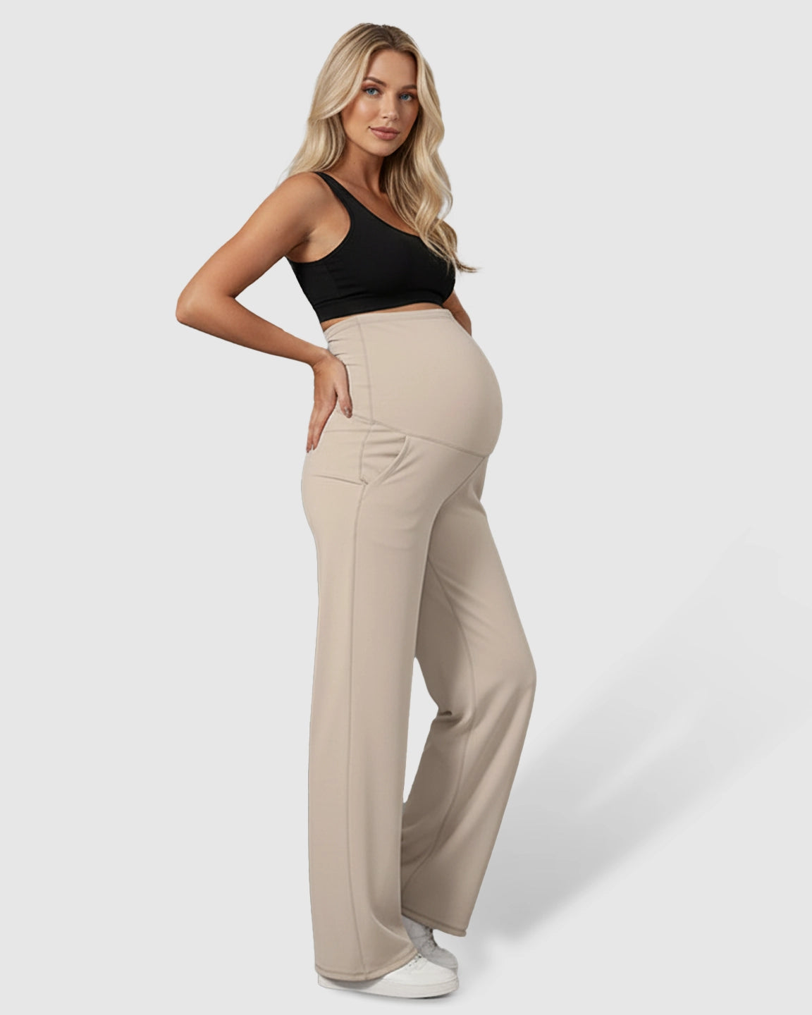 High-Waist Straight-Leg Maternity Pants
