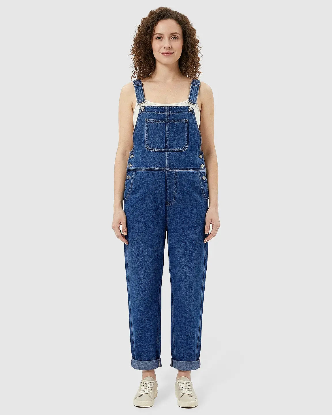 Adjustable Strap Loose Denim Maternity Jumpsuit