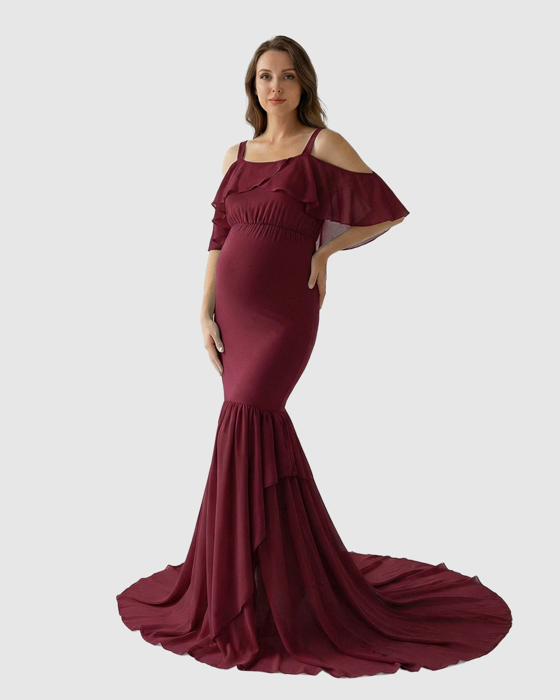 Off-Shoulder Mermaid Trail Maternity Photoshoot Dress