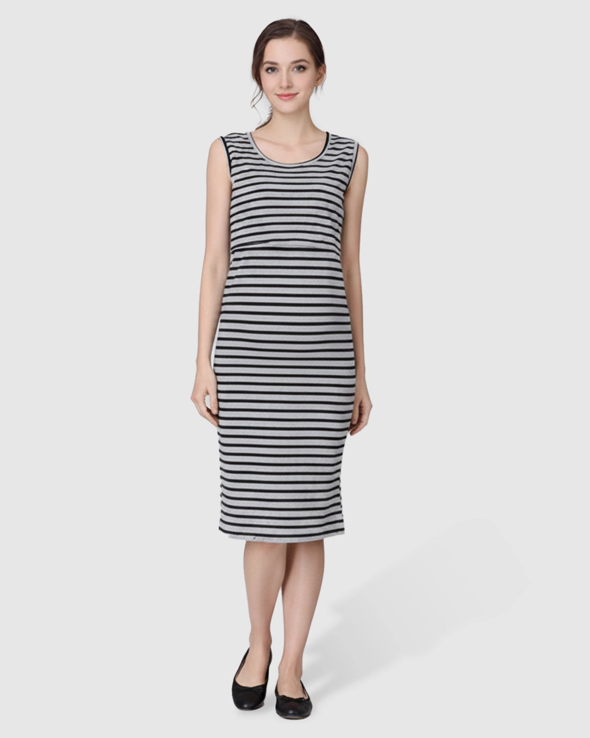 Sleeveless Bodycon Maternity & Nursing Midi Dress