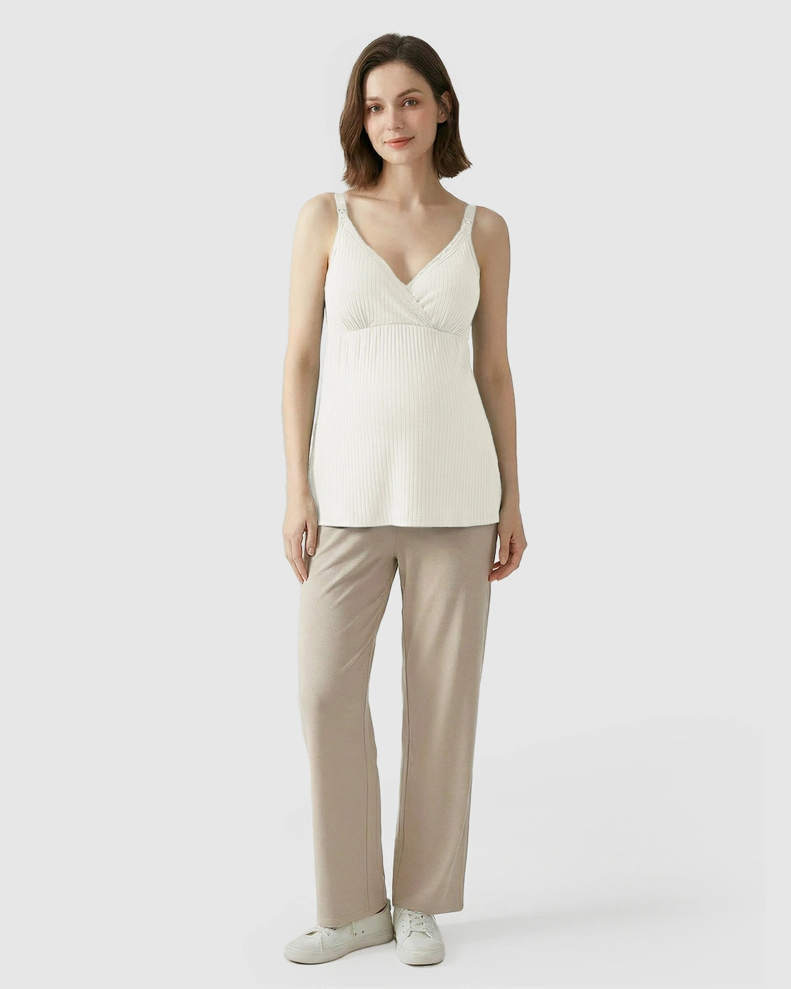 Easy-Access Crisscross Ribbed Nursing Camisole