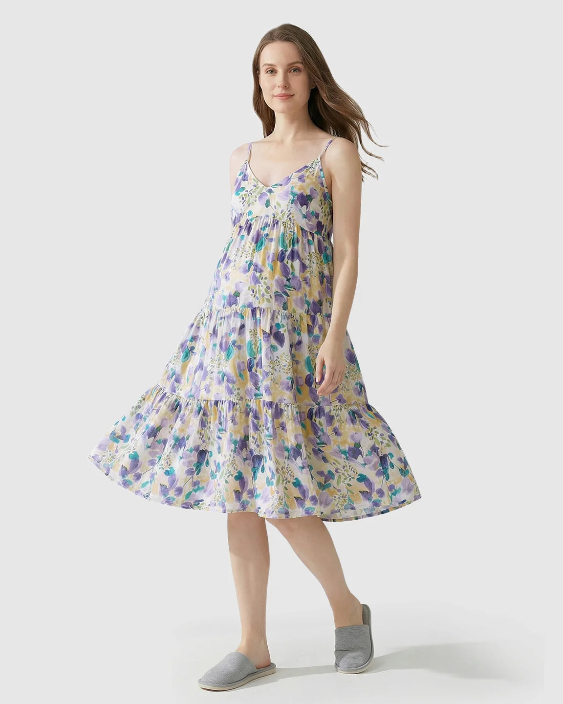 Spaghetti Strap Floral Maternity Nightdress