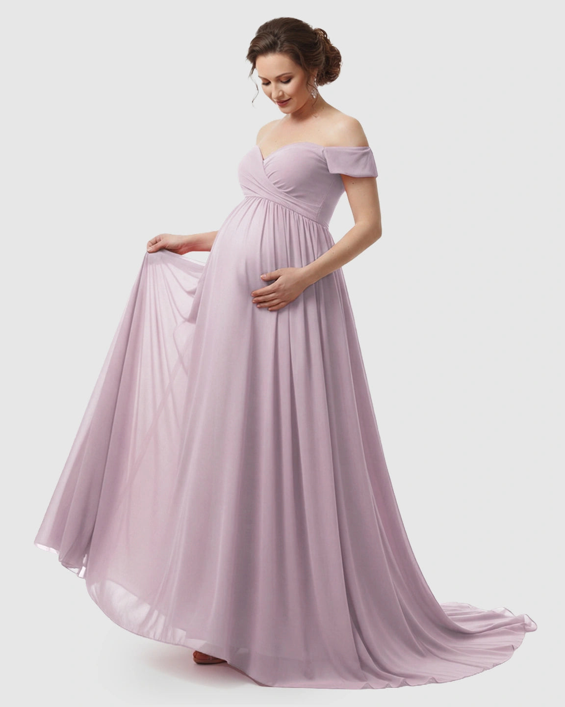 Off-Shoulder Dreamy Maternity Photography Gown
