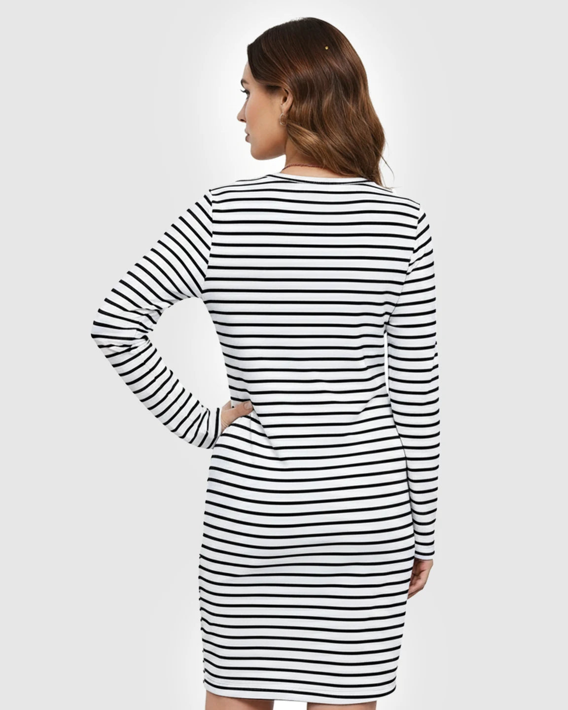 Striped Loose-Fit Maternity Midi Dress