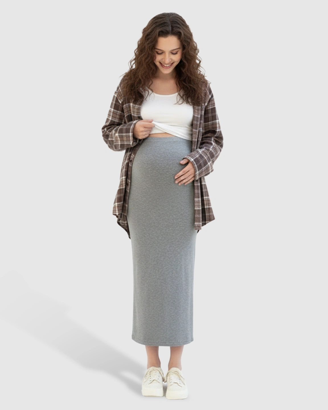 Skin-Friendly Casual Maternity Midi Skirt