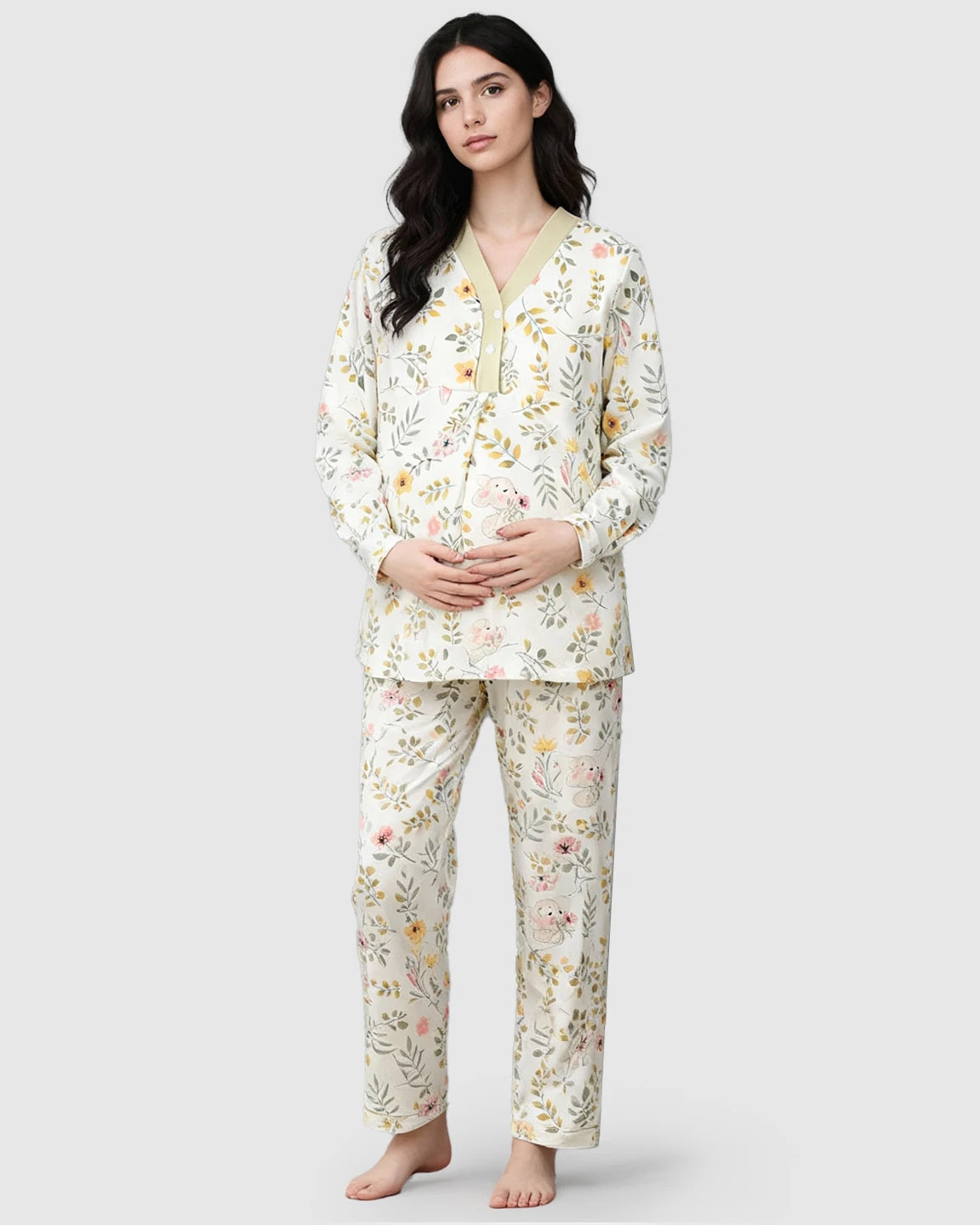 Nursing-Friendly Floral Maternity Lounge Set
