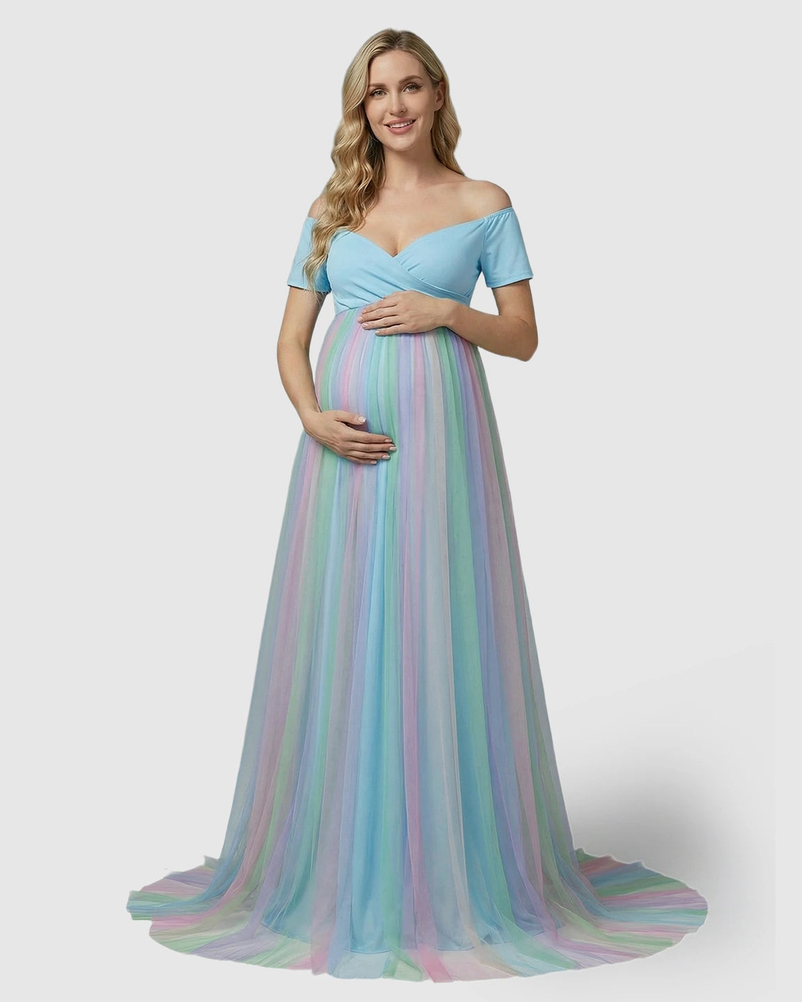 Ombre Flowing Skirt Dreamy-Style Maternity Photoshoot Dress