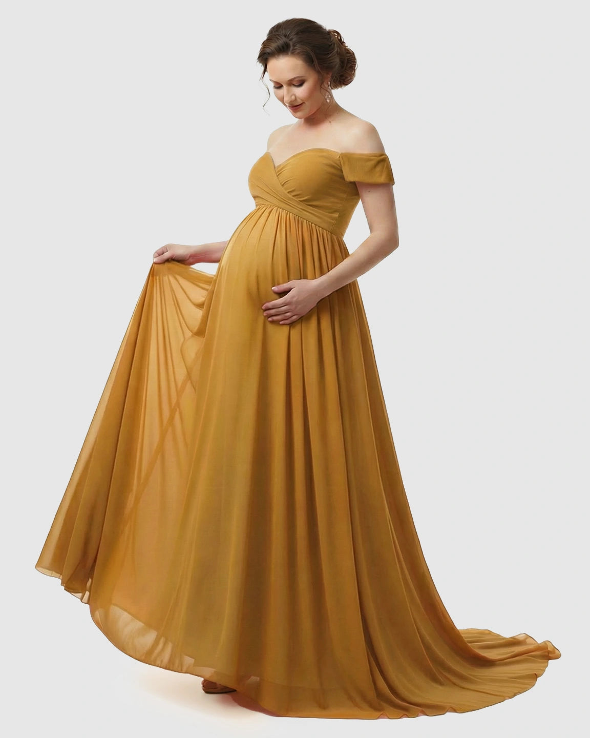 Off-Shoulder Dreamy Maternity Photography Gown