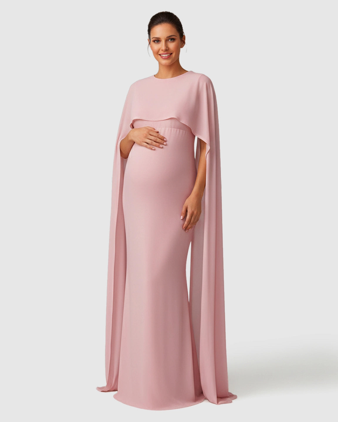 Waterfall Sleeves Mermaid Fit Maternity Evening Gown