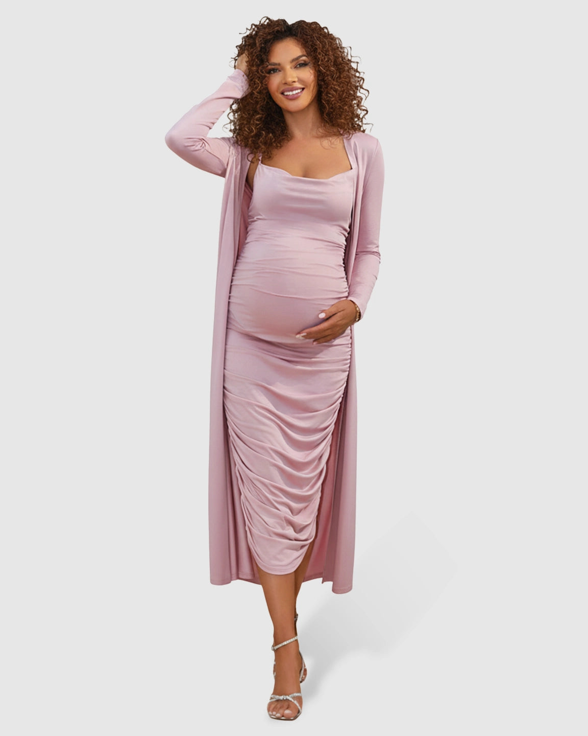Side Ruched Slip Two Piece Maternity Set