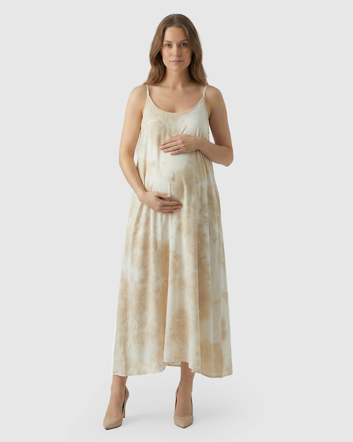 Spaghetti-Strap Relaxed Maternity Maxi Dress