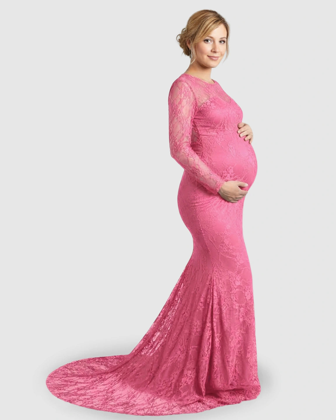 Sheer Lace Trumpet Maternity Photoshoot Gown