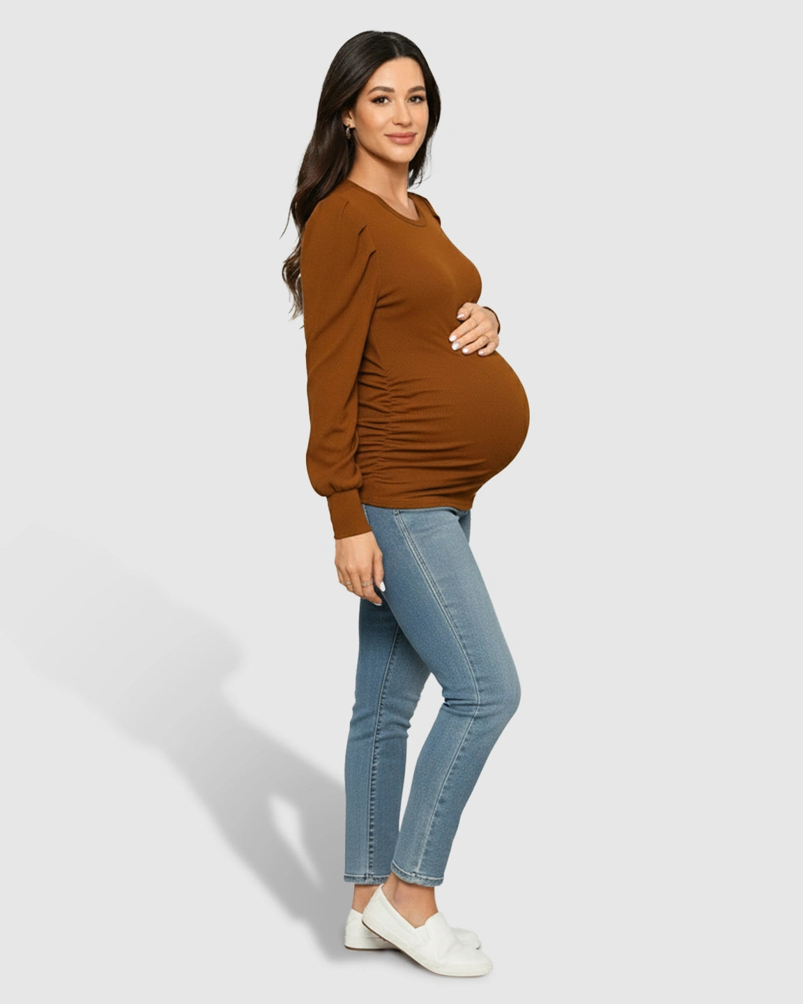 Long-Sleeve Ruched Maternity Top