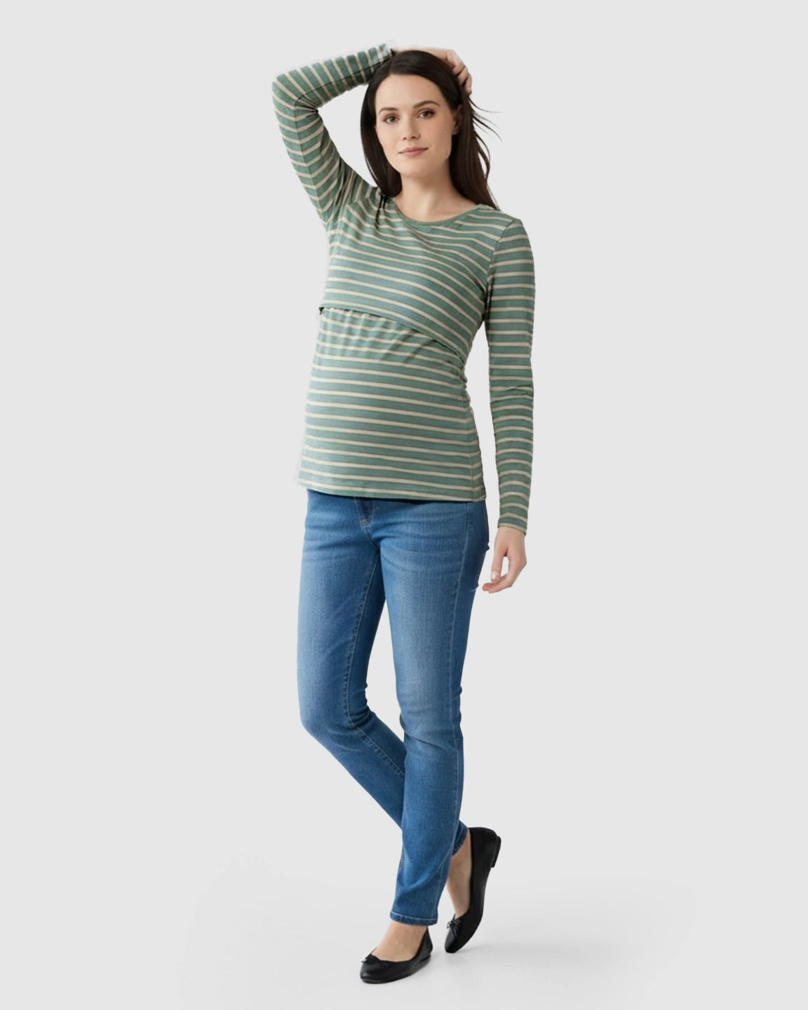 Striped Print Relax Fit Maternity & Nursing Top