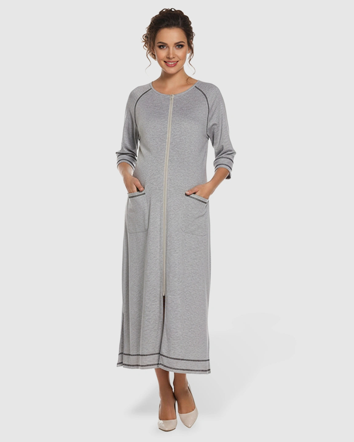 Front Zipper Loose Fit Maternity & Nursing Dress