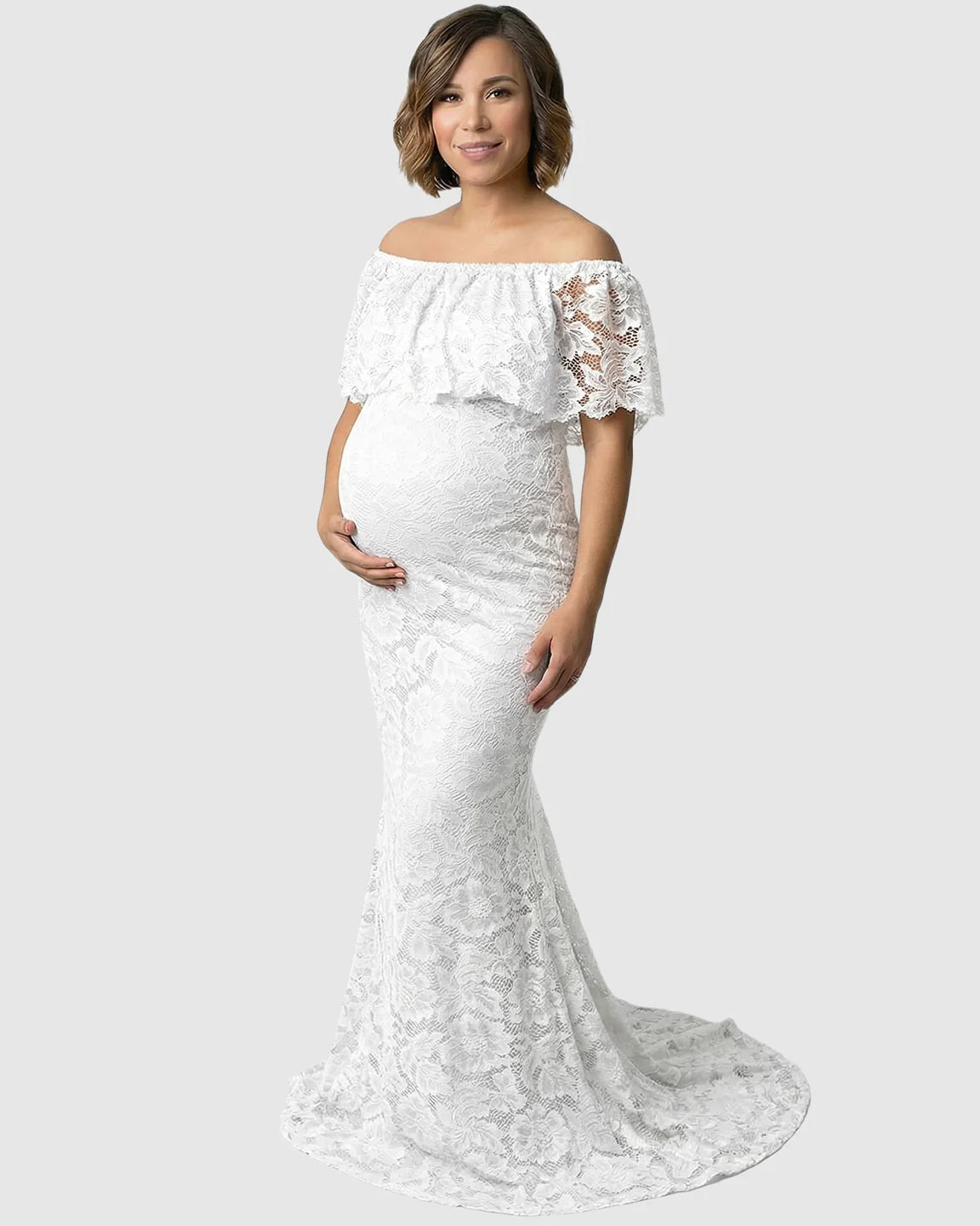 Lace Fitted Mermaid Maternity Gown
