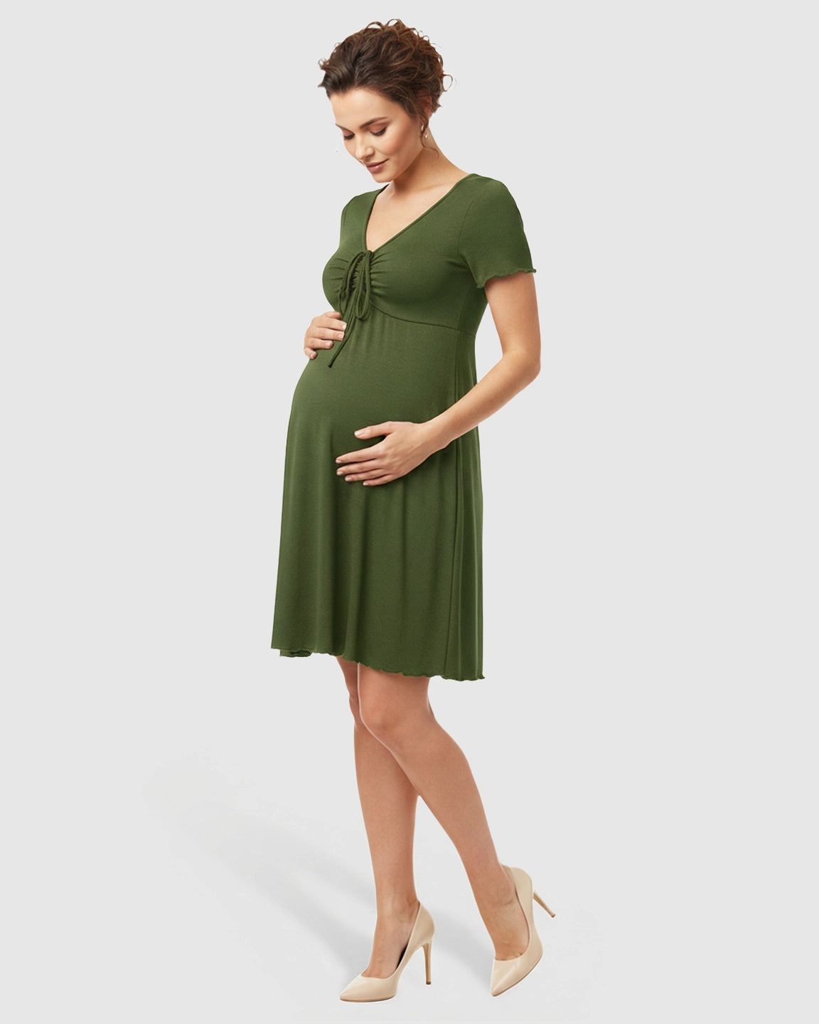 Lettuce Edge Hem Casual Maternity Mini Dress