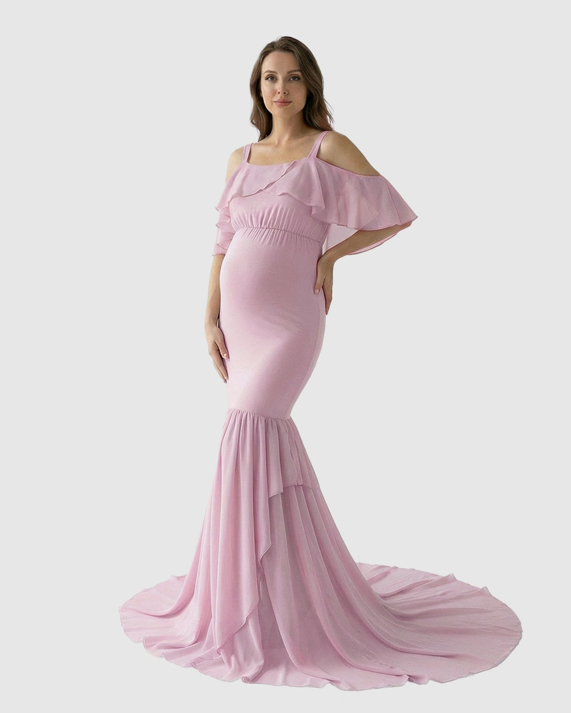Off-Shoulder Mermaid Trail Maternity Photoshoot Dress