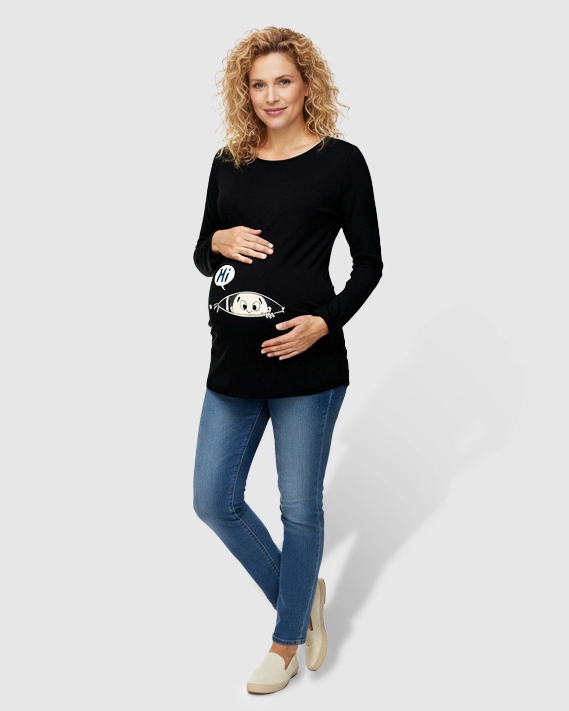 Slim Fit Side Ruched Long Sleeve Maternity Top