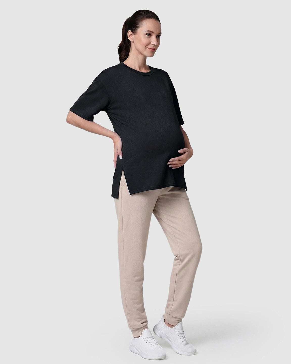 Zipper-Slits Casual Maternity Nursing T-Shirt