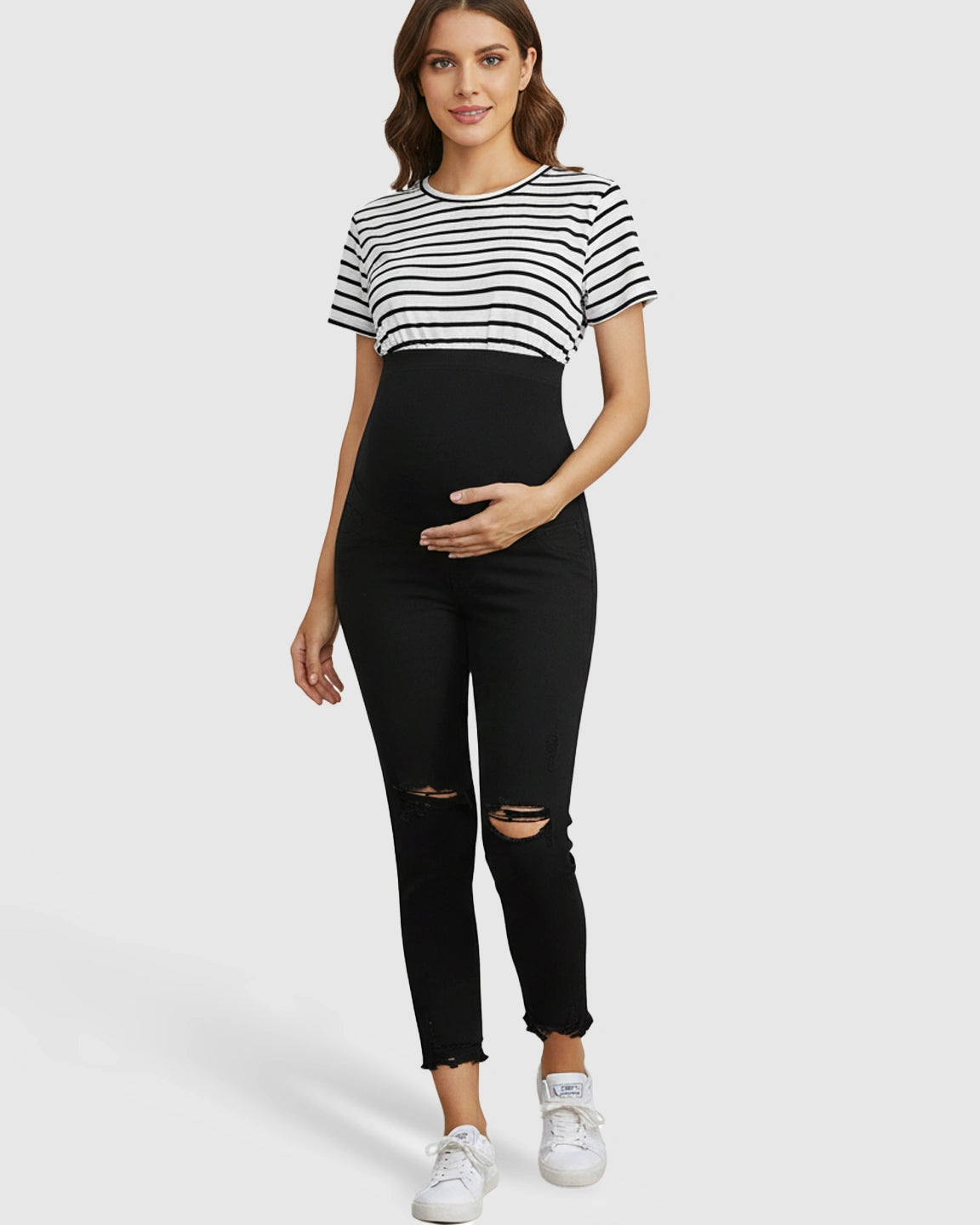 Ripped with Support-Panel Maternity Skinny Jeans
