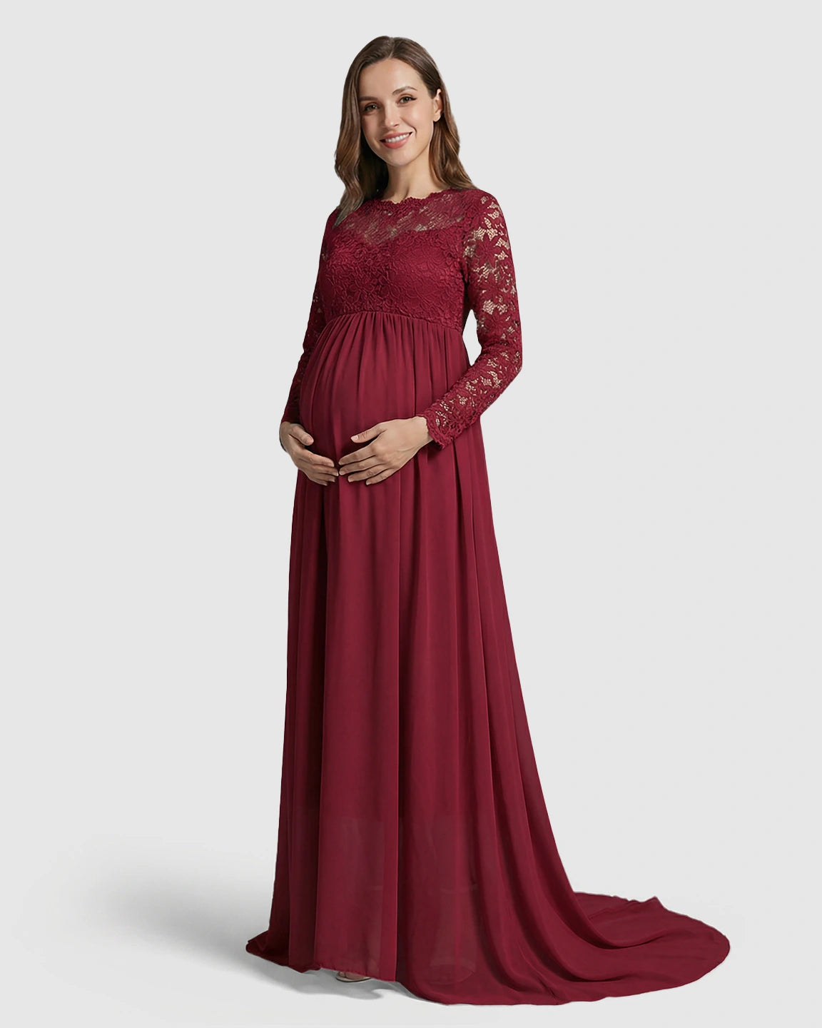 Lace Bodice Trailing Skirt Maternity Photoshoot Gown