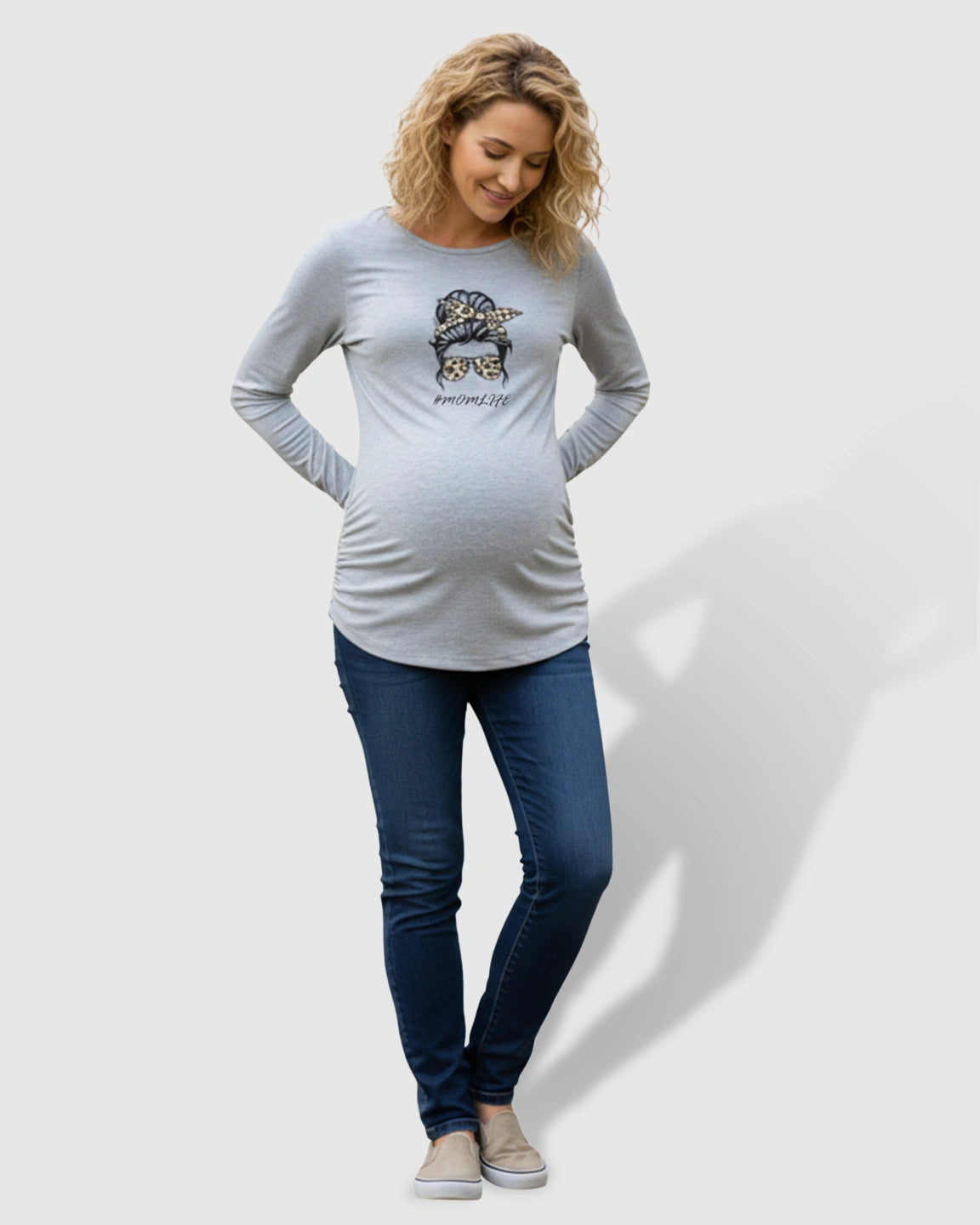 Round-neck Printed Maternity Top