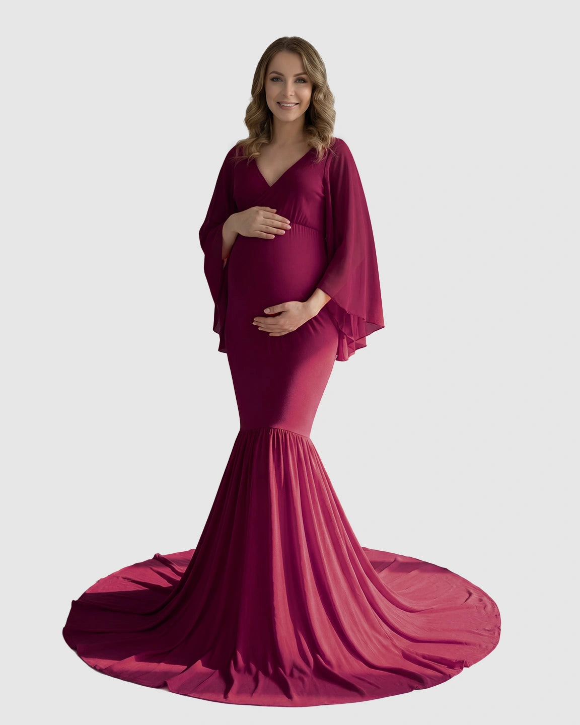 Trailing Hem Elegant Maternity Photoshoot Gown