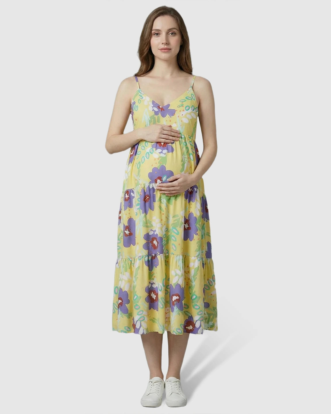 Sleeveless Floral Print Maternity Nightdress