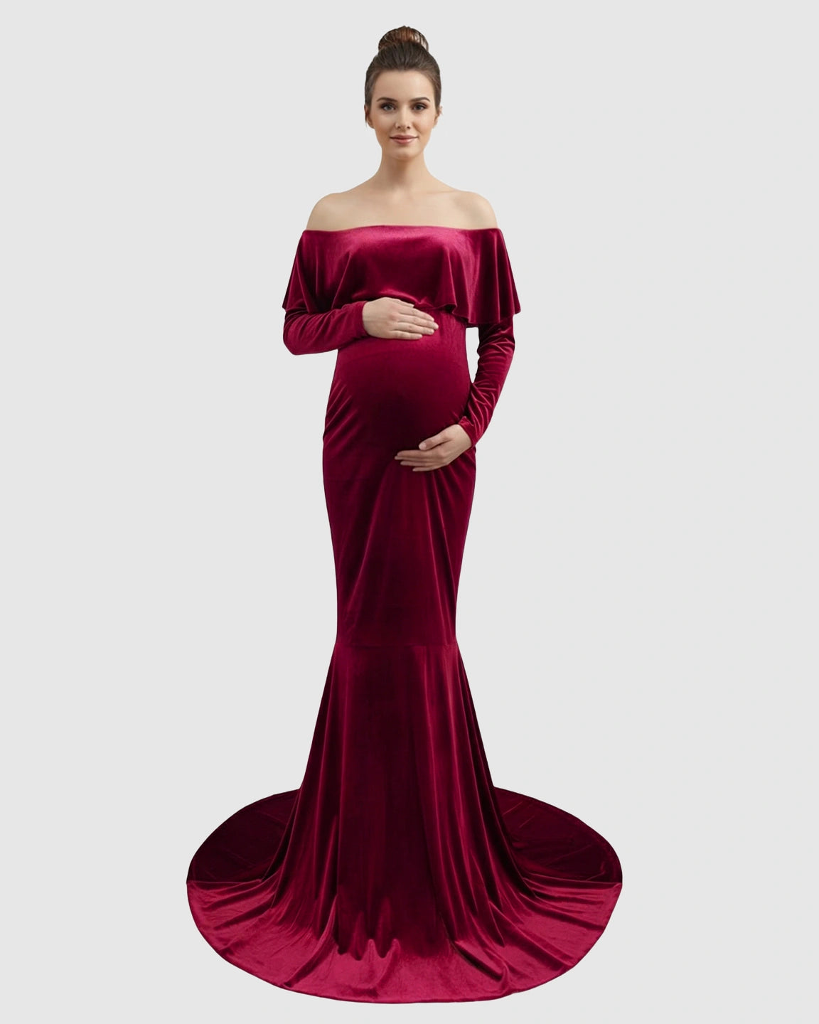 Off-Shoulder Fitted Maternity Photoshoot Dress