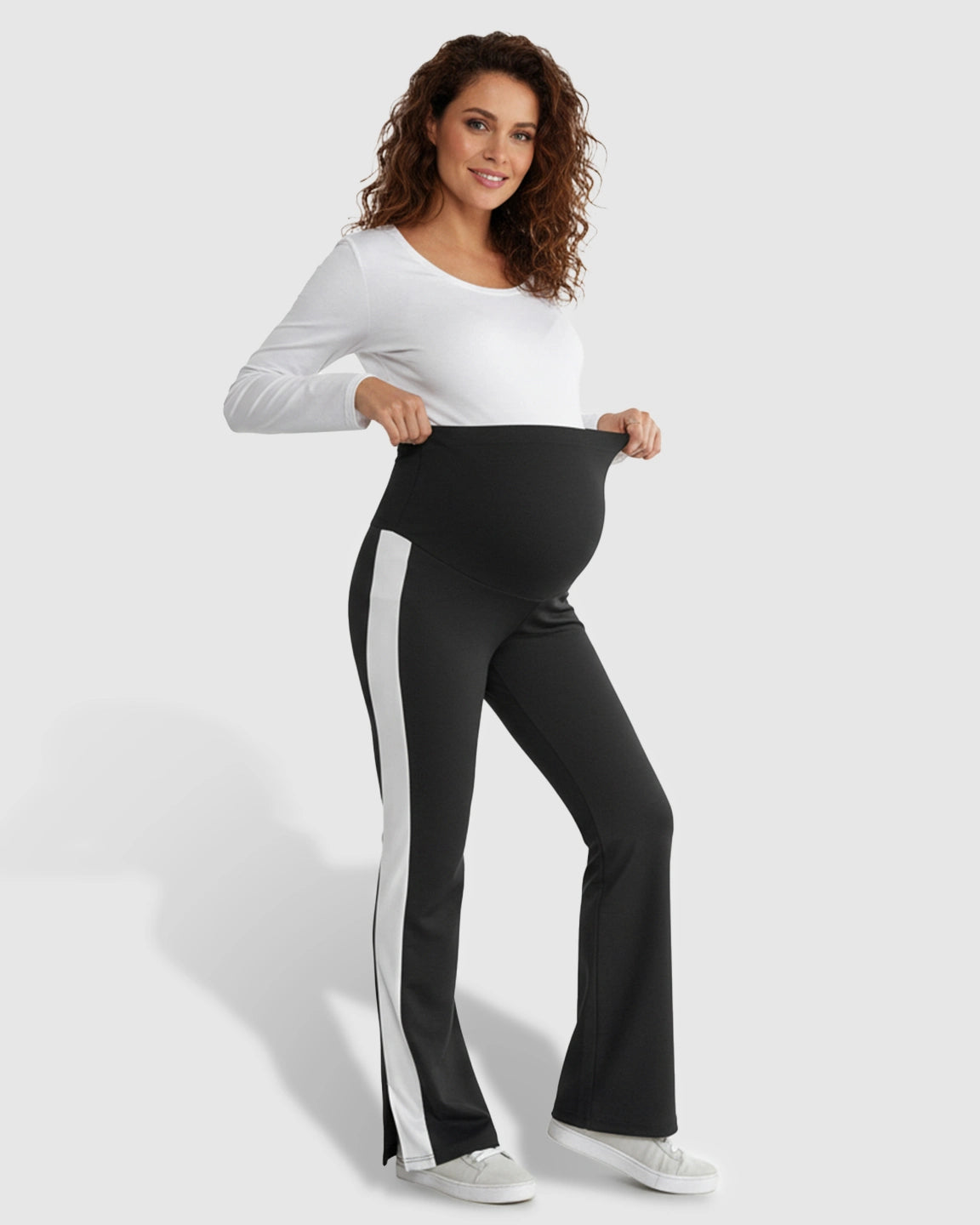 Slitted Side Hem Flared Maternity Pants