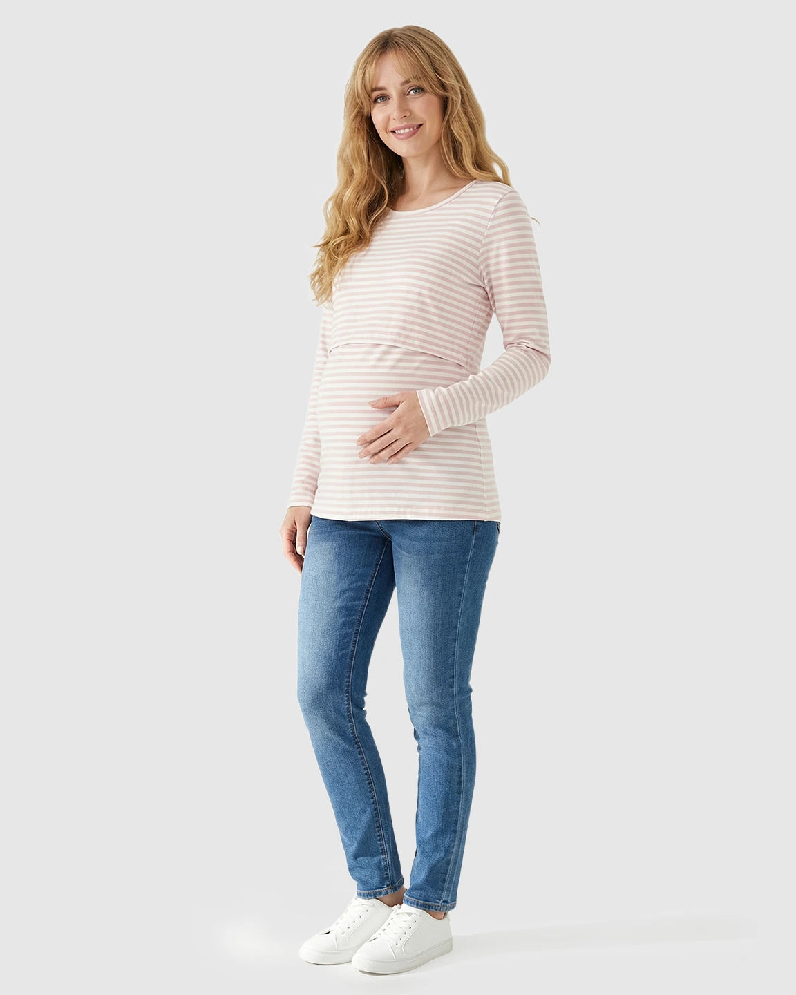 Pull-up Access Striped Print Maternity & Nursing Top