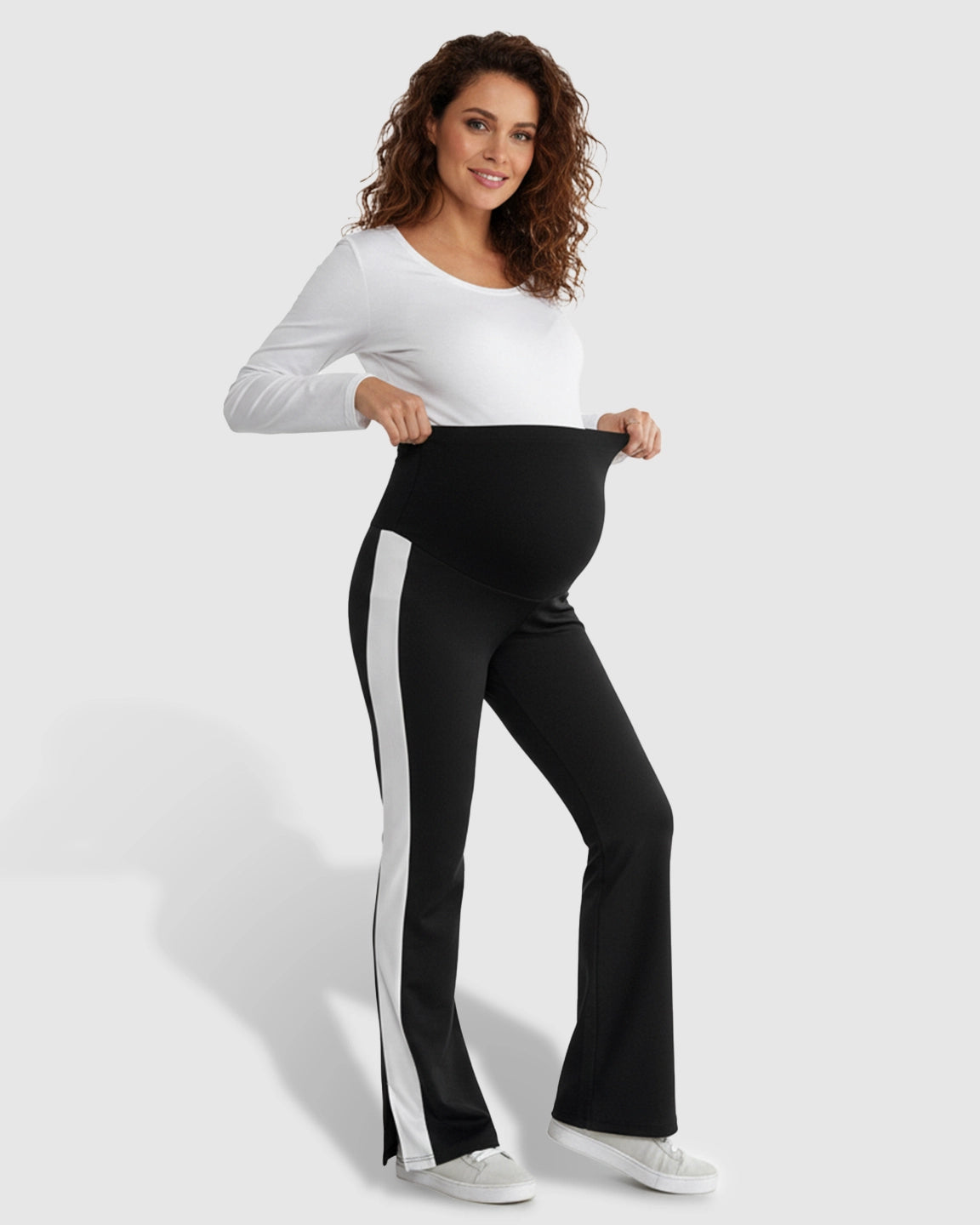 Slitted Side Hem Flared Maternity Pants