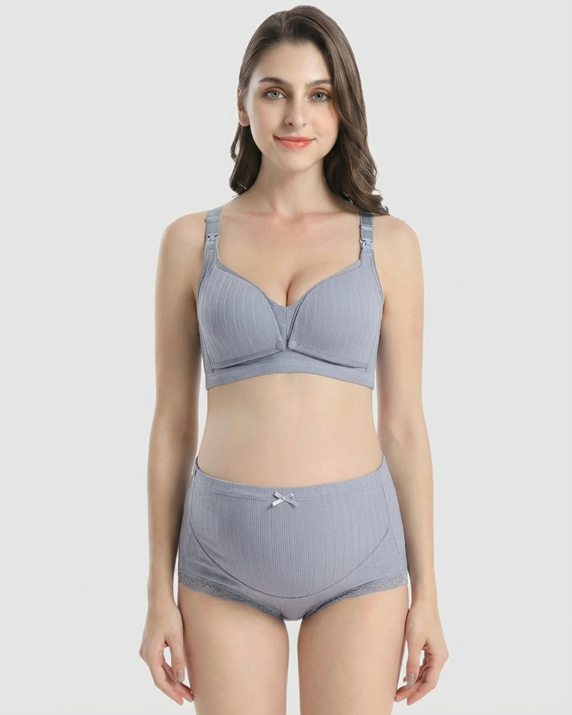 Wire-Free Breathable High-Waist Maternity Nursing Bra & Panty Set