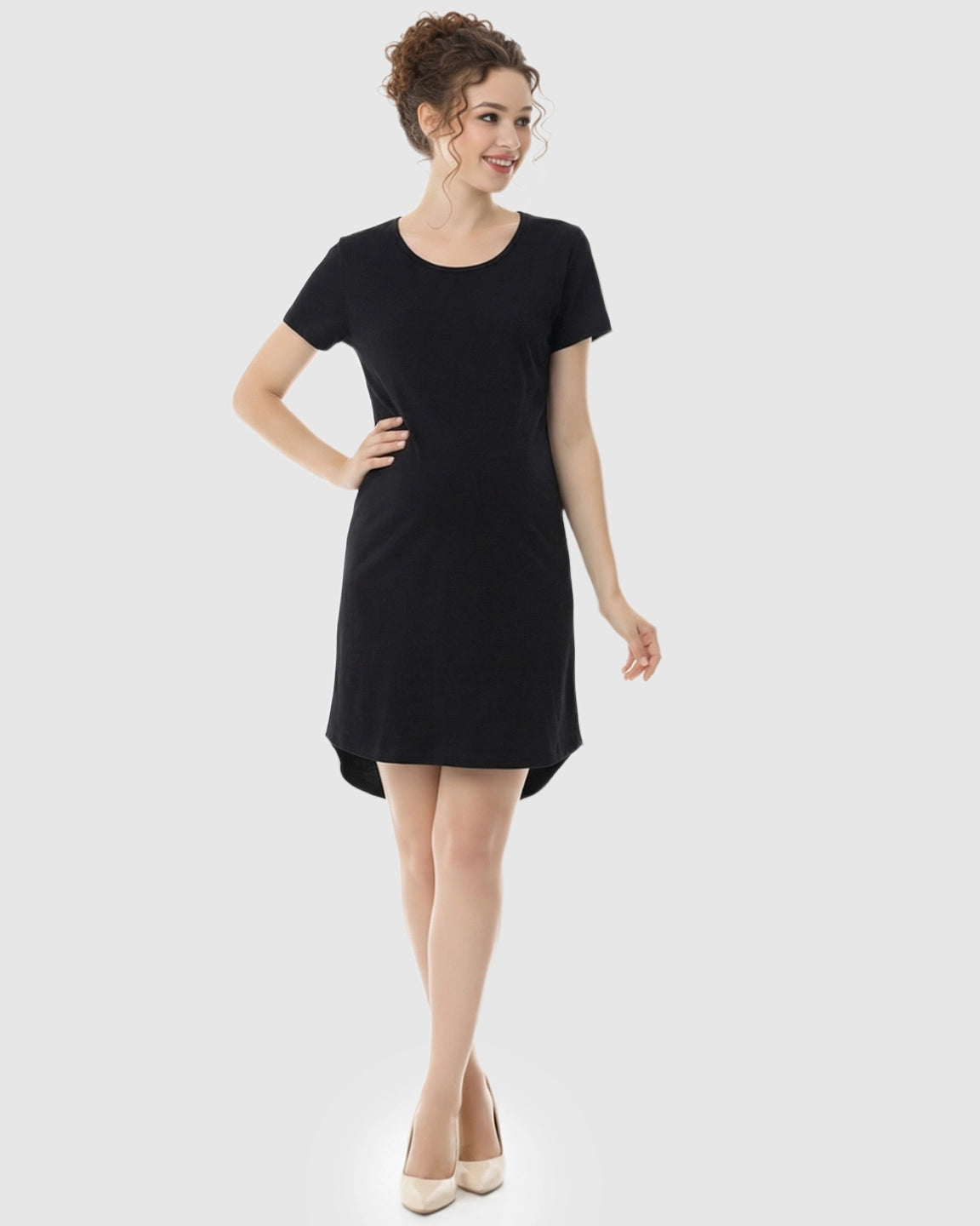 Side-Access Nursing Casual Maternity Midi Dress