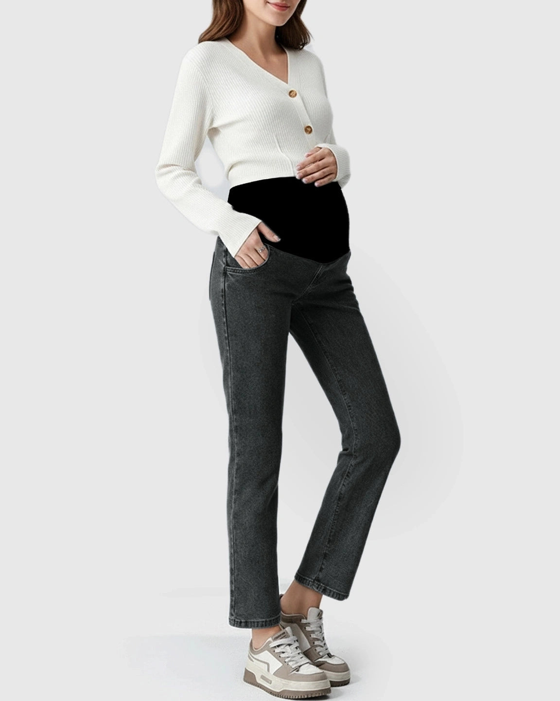 Stretch Denim Straight-Leg Maternity Jeans