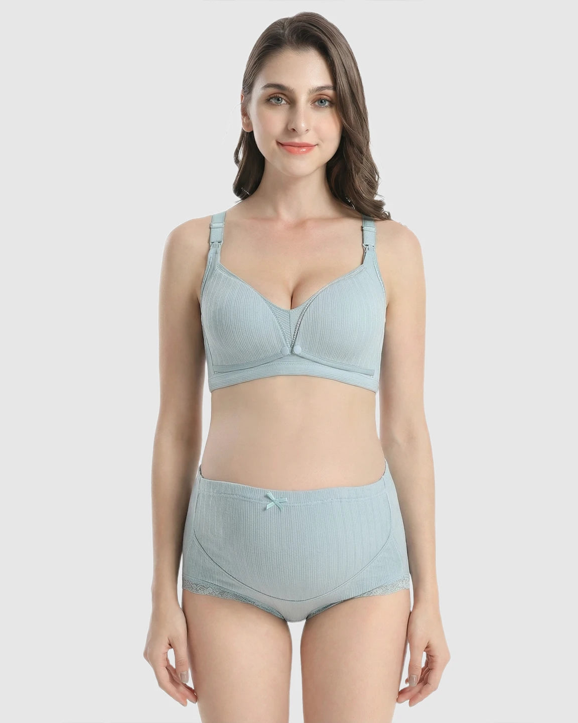 Wire-Free Breathable High-Waist Maternity Nursing Bra & Panty Set