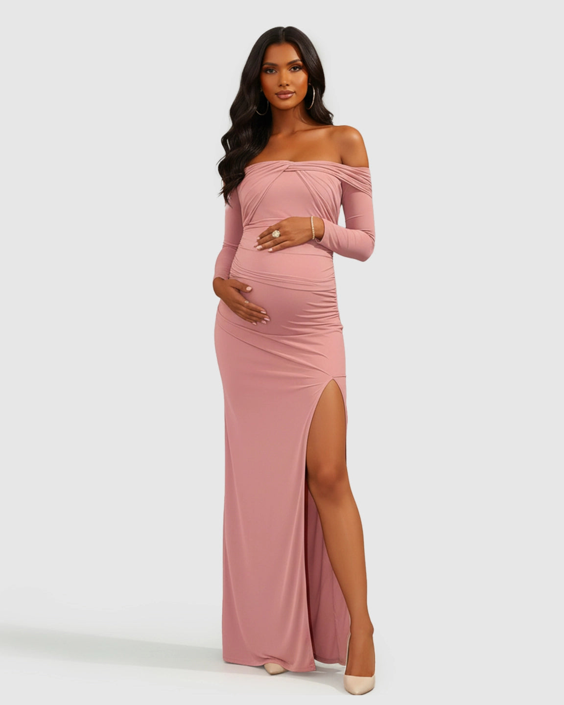 Ruched Bodice Bodycon Maternity Photoshoot Dress
