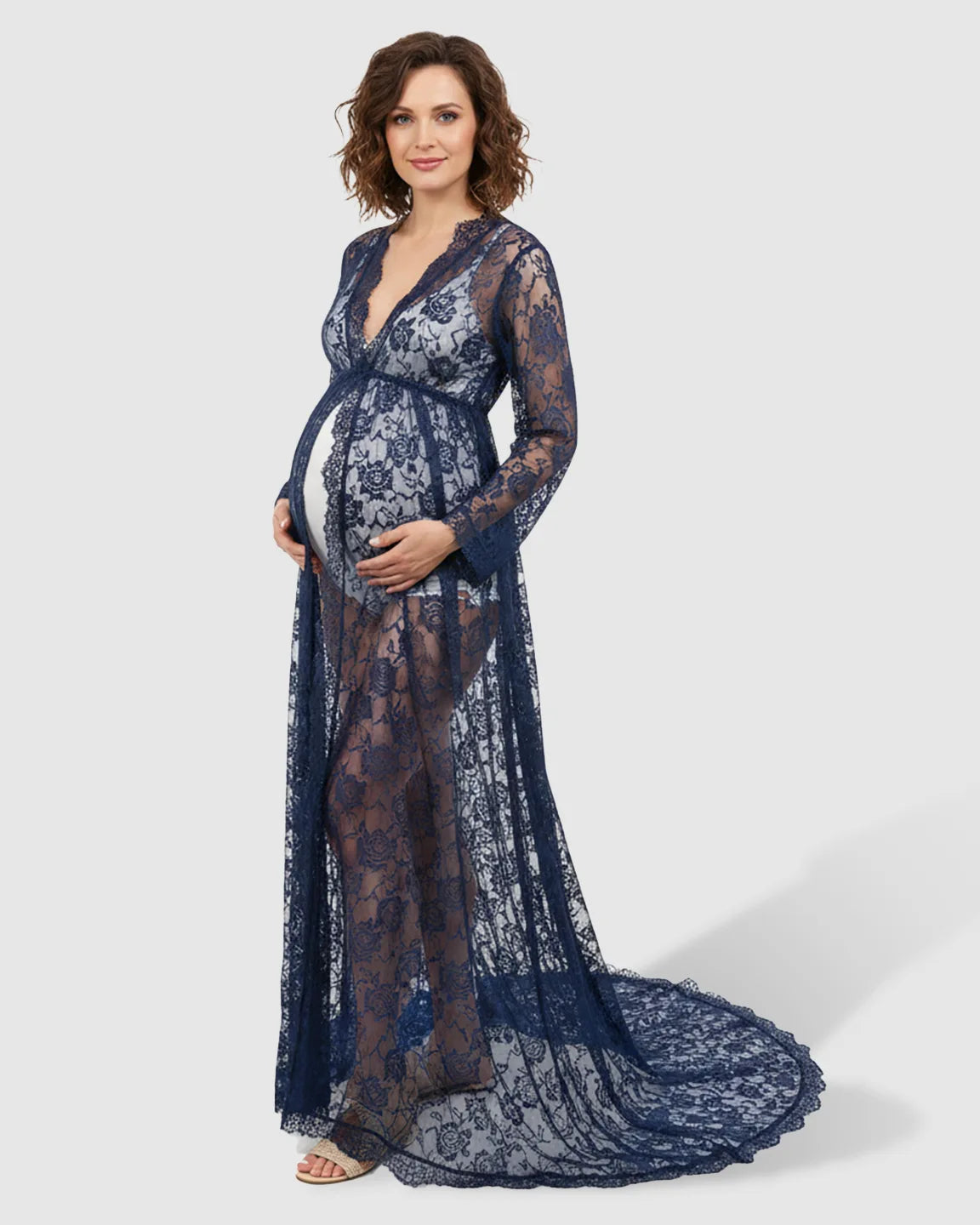 Floral Lace Romantic Maternity Photoshoot Maxi Dress