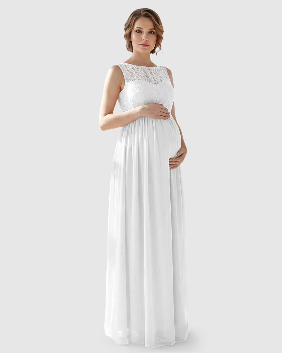 Lace Bodice Elegant Maternity Maxi Dress