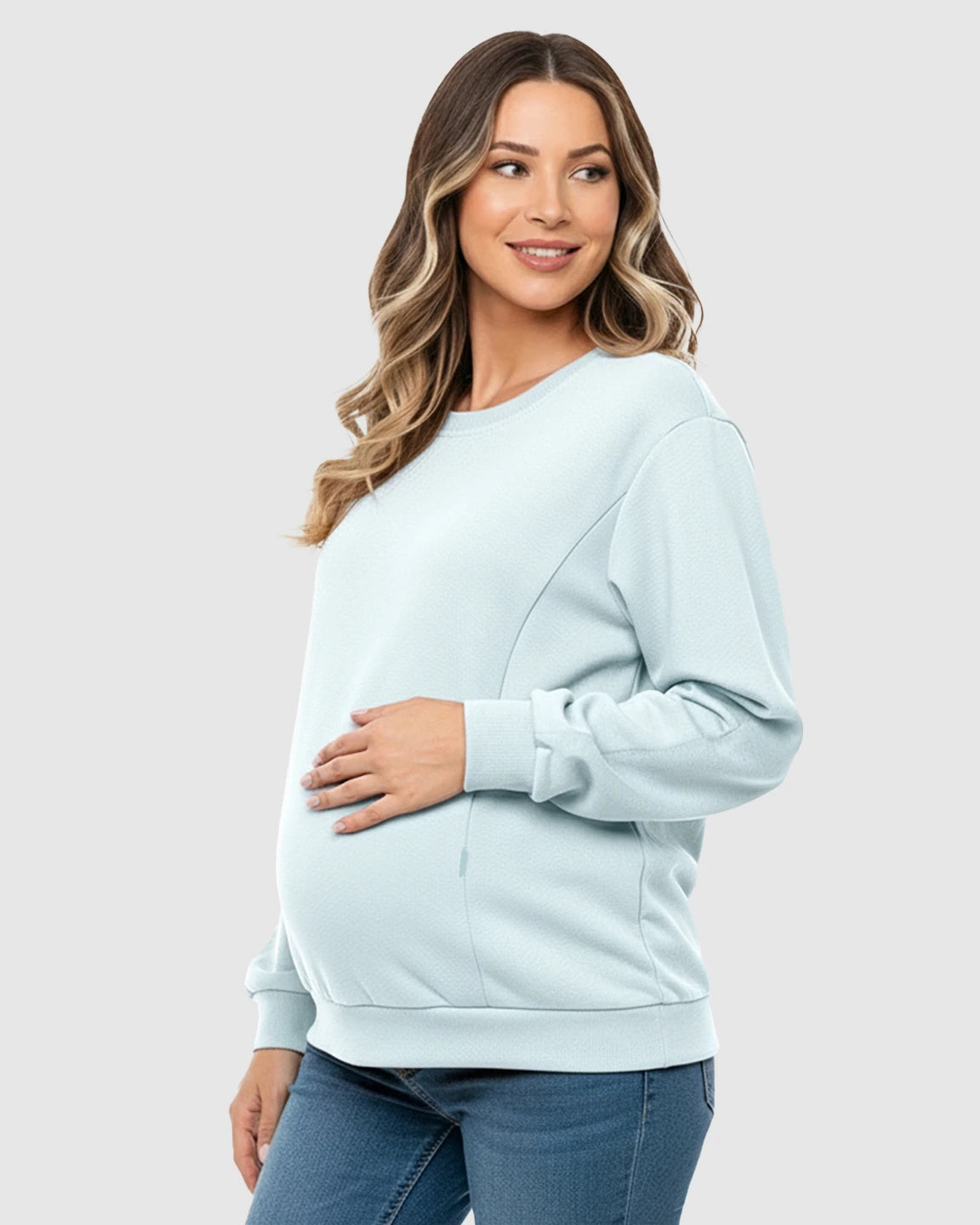 Waffle-Knit Cozy Fit Maternity Nursing Sweatshirt
