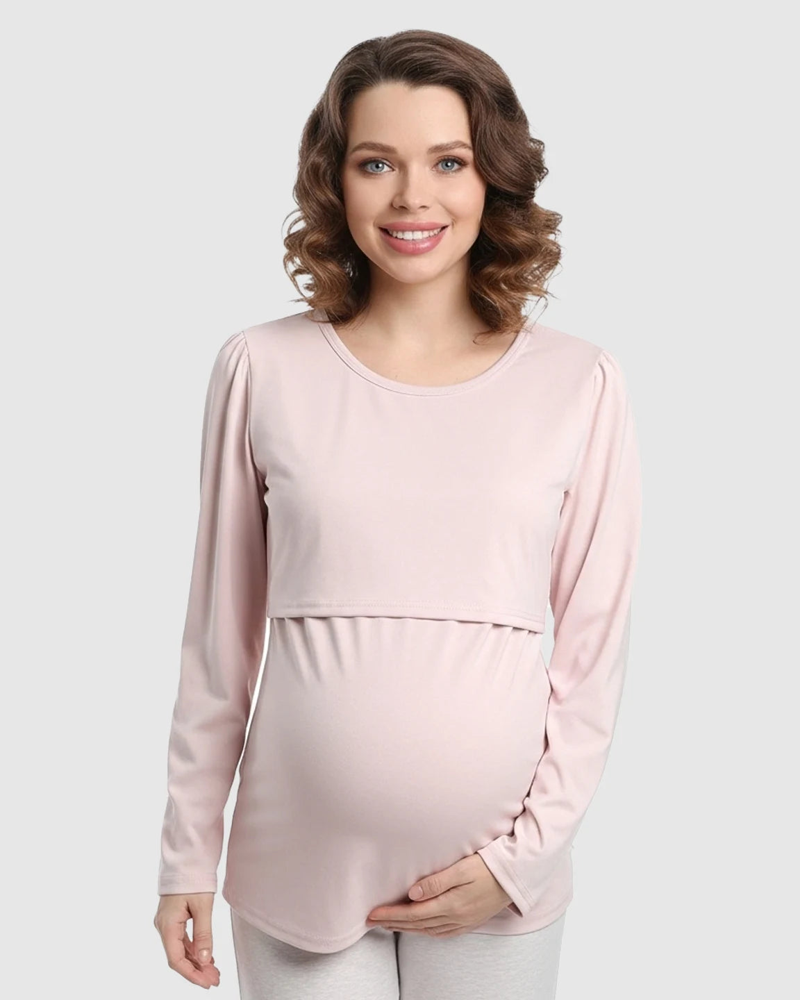 Round Neck Nursing Top With Feeding Port