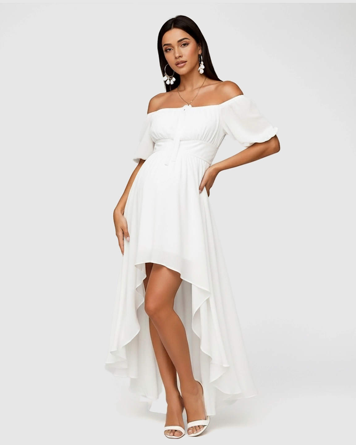 Off-Shoulder Flowy Maternity Dress
