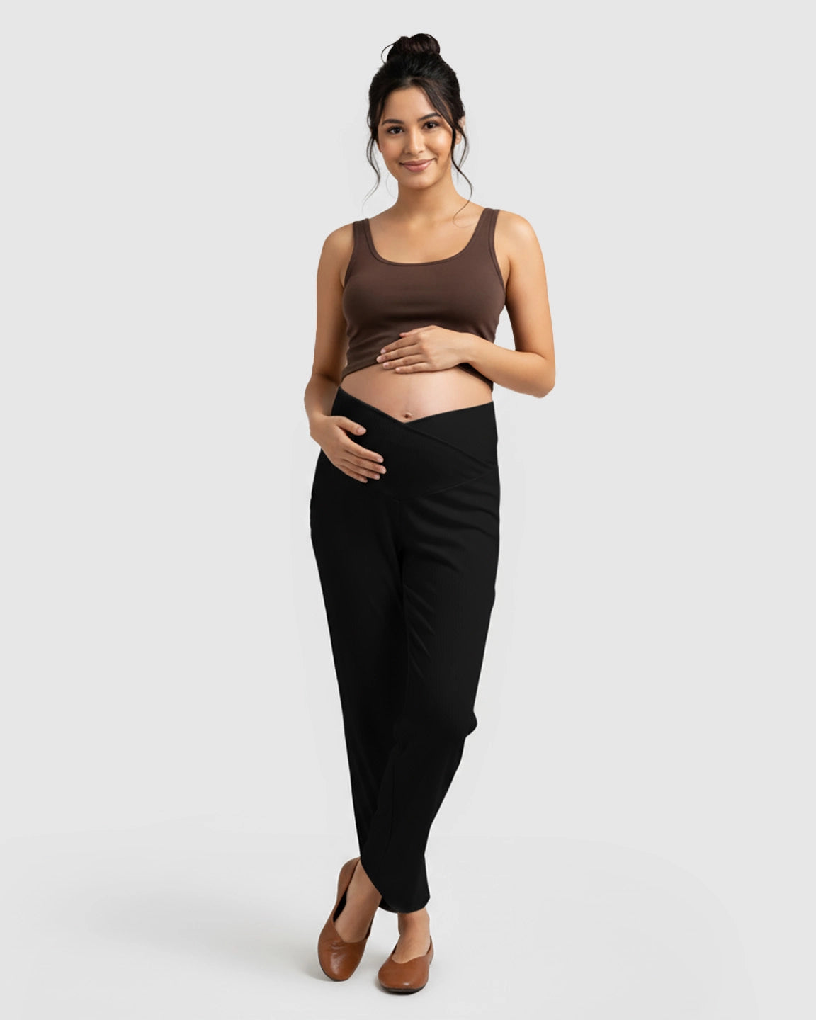 High-Waisted Wide-Leg Tailored Maternity Pants