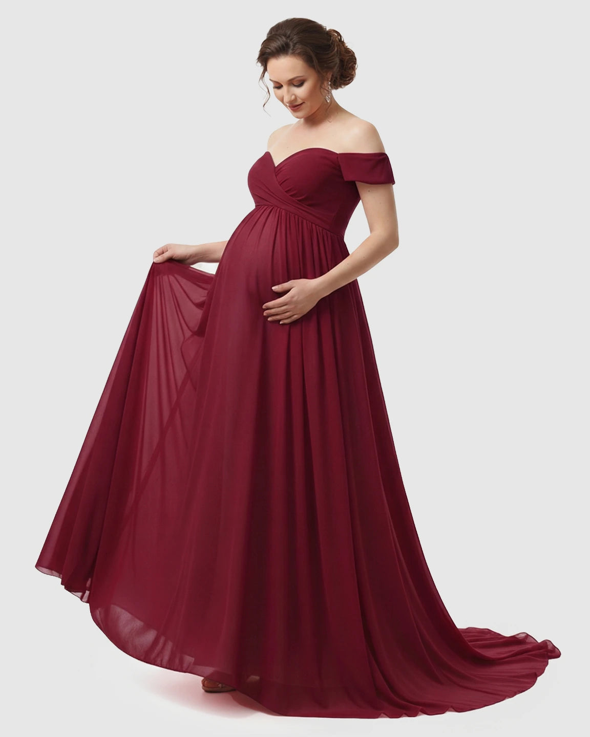Off-Shoulder Dreamy Maternity Photography Gown